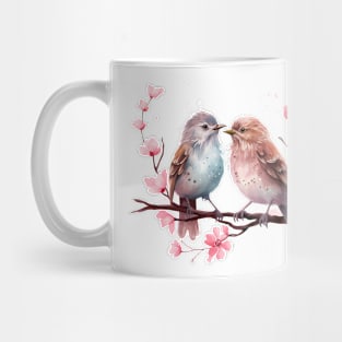 Valentine Kissing Dunnock Bird Couple Mug